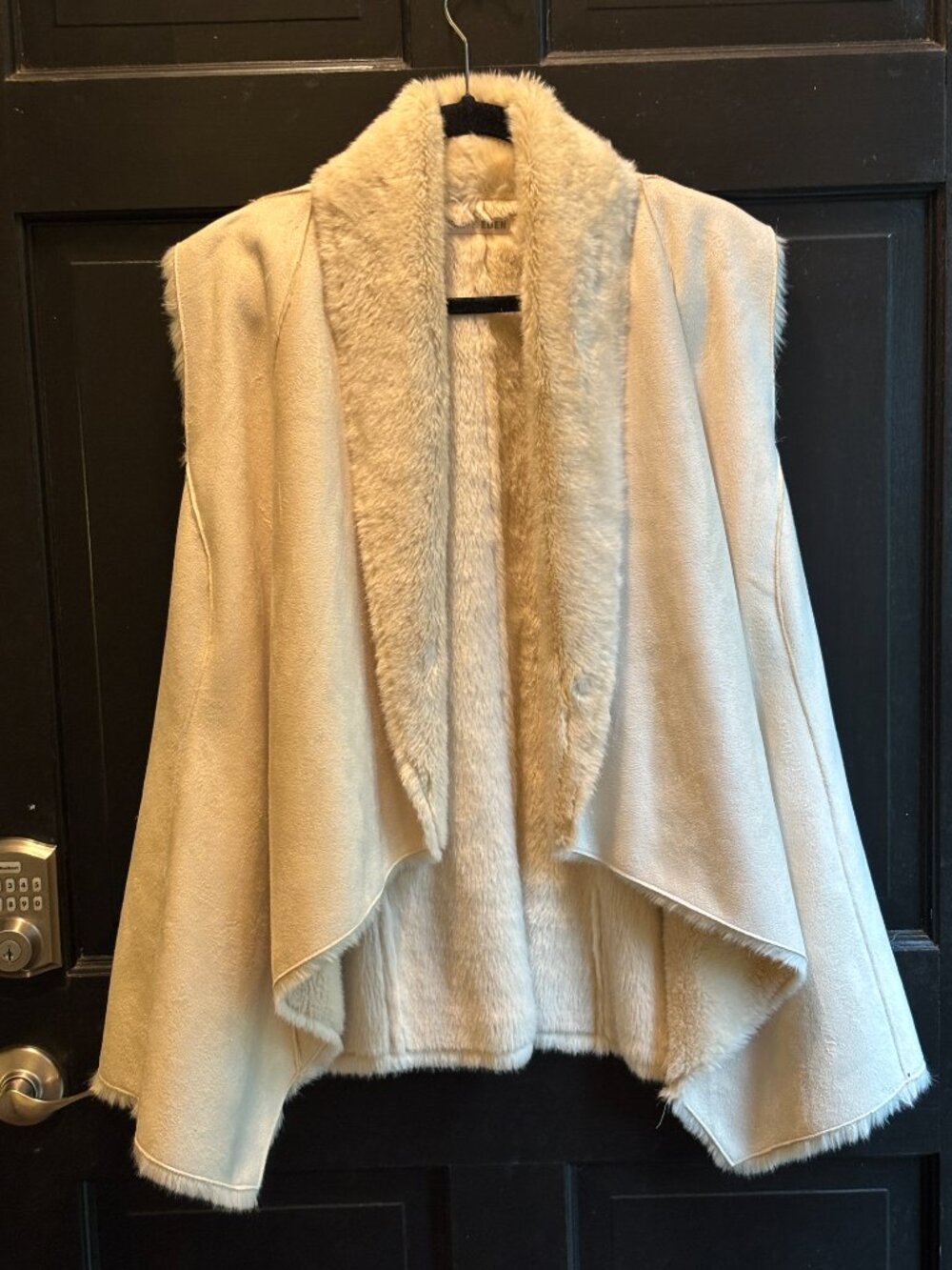 Gaby & Eden Beige Faux Suede & Faux Fur Draped Vest - Size M